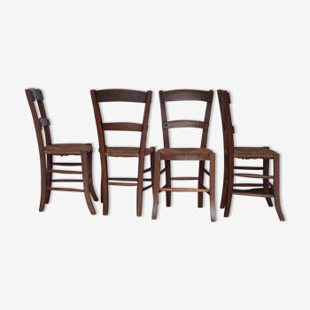 Series of 4 straw chairs