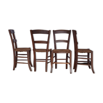 Series of 4 straw chairs