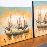 Boat on the water, 2000s, acrylic on canvas