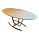 Oval tables white leather and stainless steel matrix with central stitching