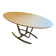 Oval tables white leather and stainless steel matrix with central stitching