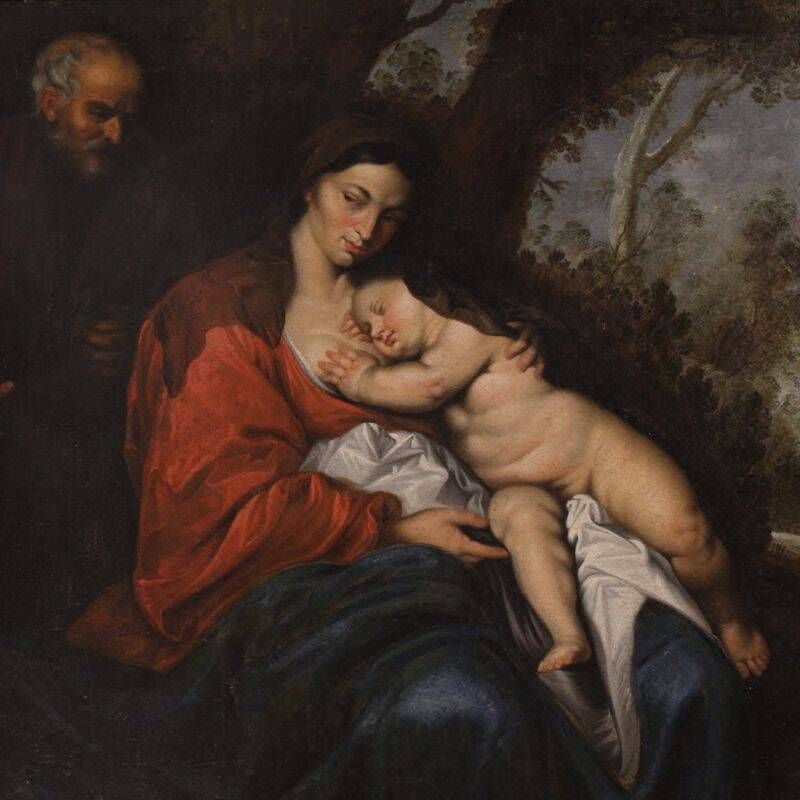Grande peinture flamande du XVIIe siècle, Repos pendant la fuite en Égypte.