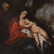 Large 17th-century Flemish painting, Rest on the Flight into Egypt