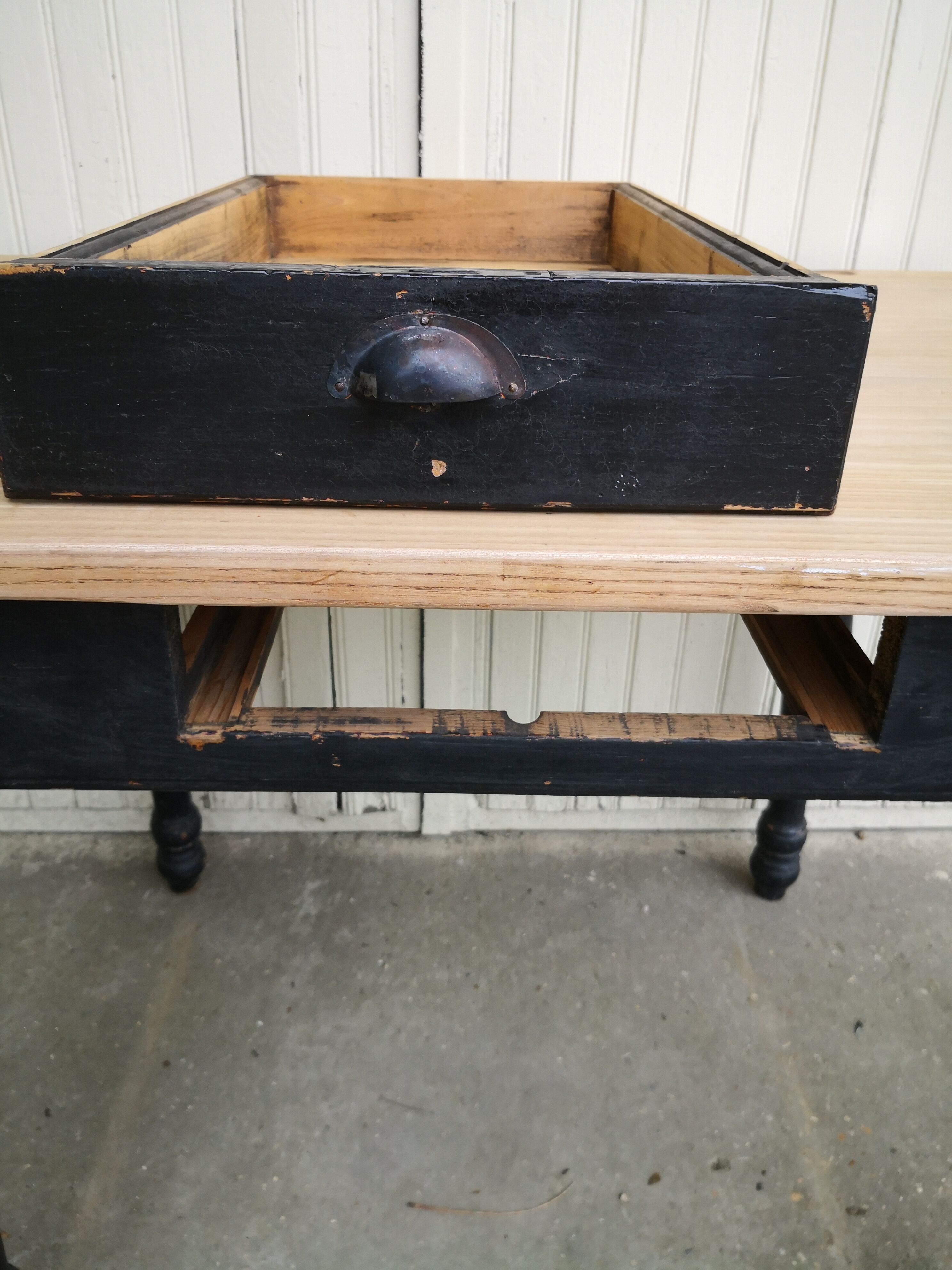 Vintage wooden farmhouse table
