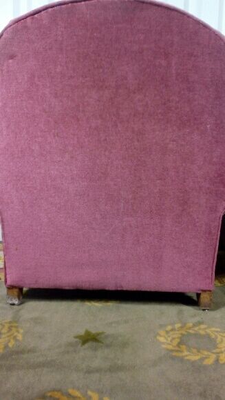 Pair of club chairs in raspberry velvet