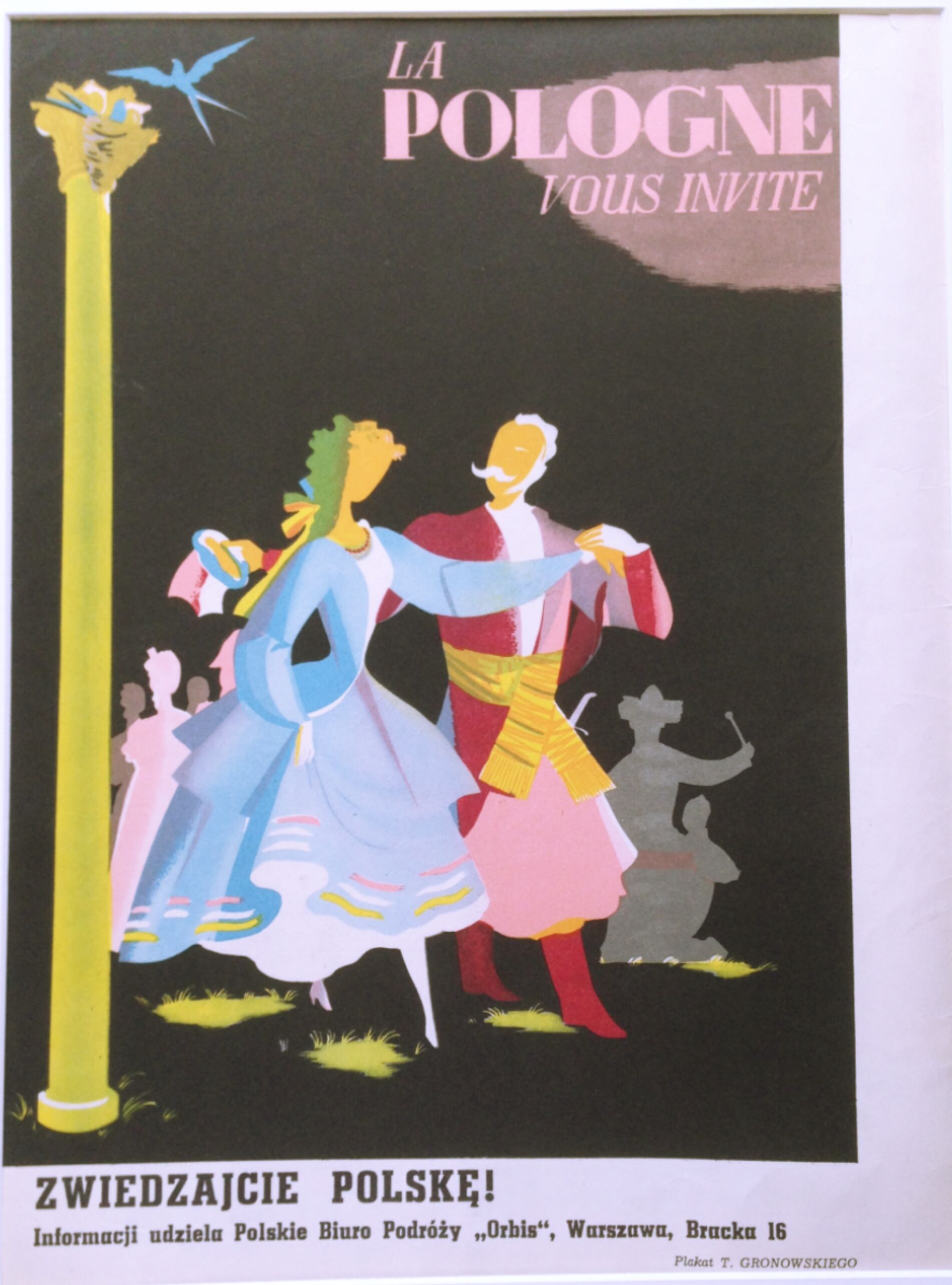 Unframed 1958 Orbis ad print "Poland invites you" by Tadeusz Gronowski