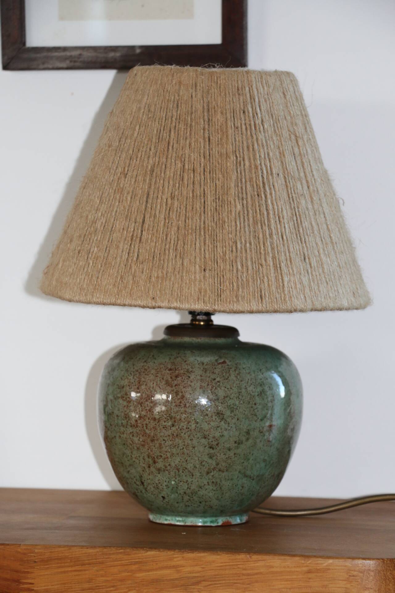 Green ceramic lamp (without lampshade)