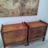 Pair of bedside tables in oak workshop Saint Sabin year 1950