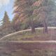 Vintage original landscape oil painting, signed countryside art, c. 1930