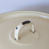 Enamelled metal marmite, pale yellow, vintage
