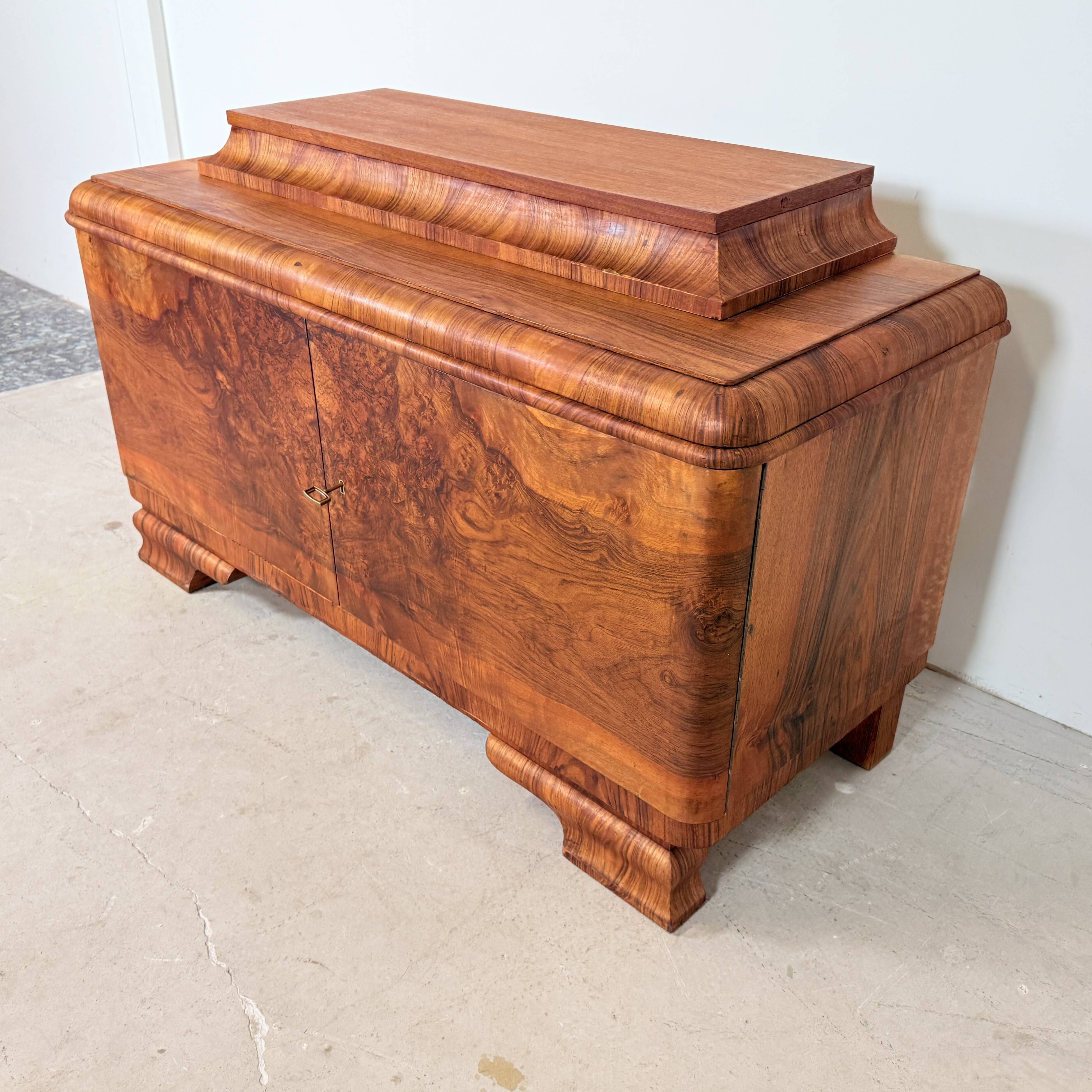 Vintage Art Deco-style walnut cabinet