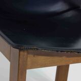 Set of 6 black leather dining chairs by Afra & Tobia Scarpa, 1970's