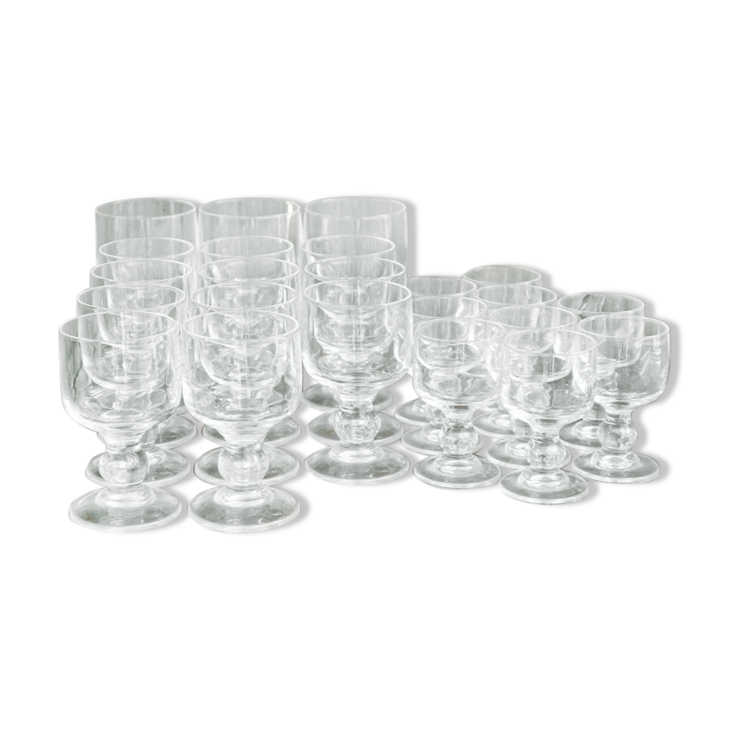 Series of 23 foot glasses, crystal