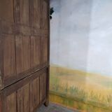 Louis XV period cherry wood sideboard with two glass panels