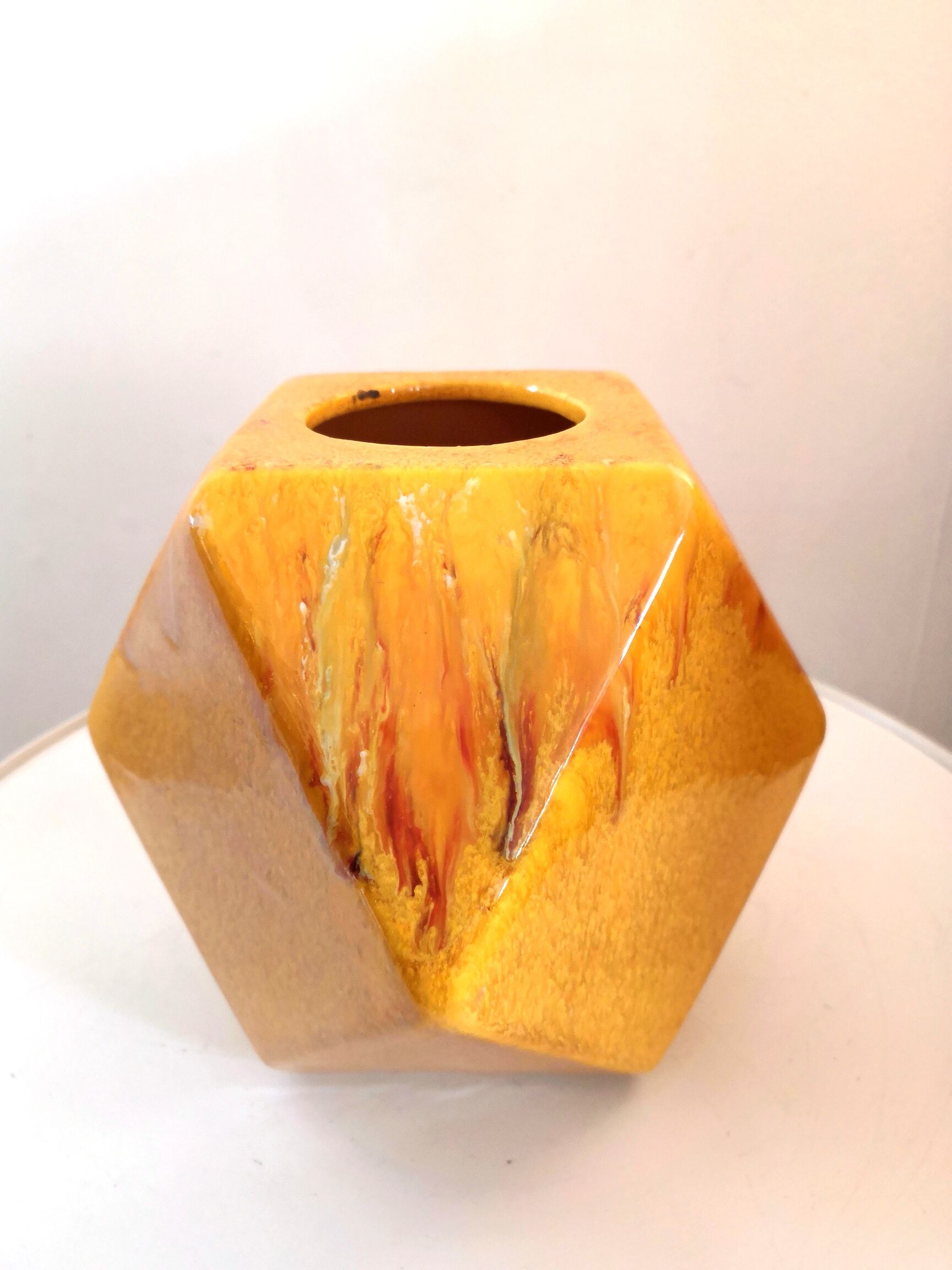 Ceramic vase shape geometric design 70s