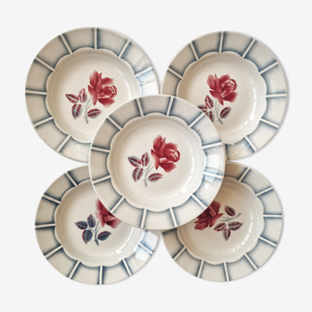 Set of 5 hollow plates Dauphin de Digoin