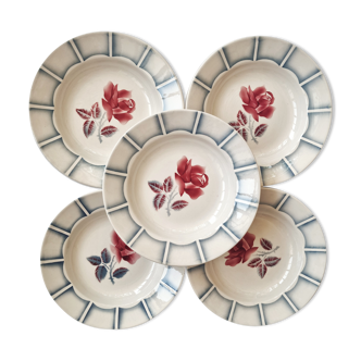 Lot de 5 assiettes creuses Dauphin de Digoin