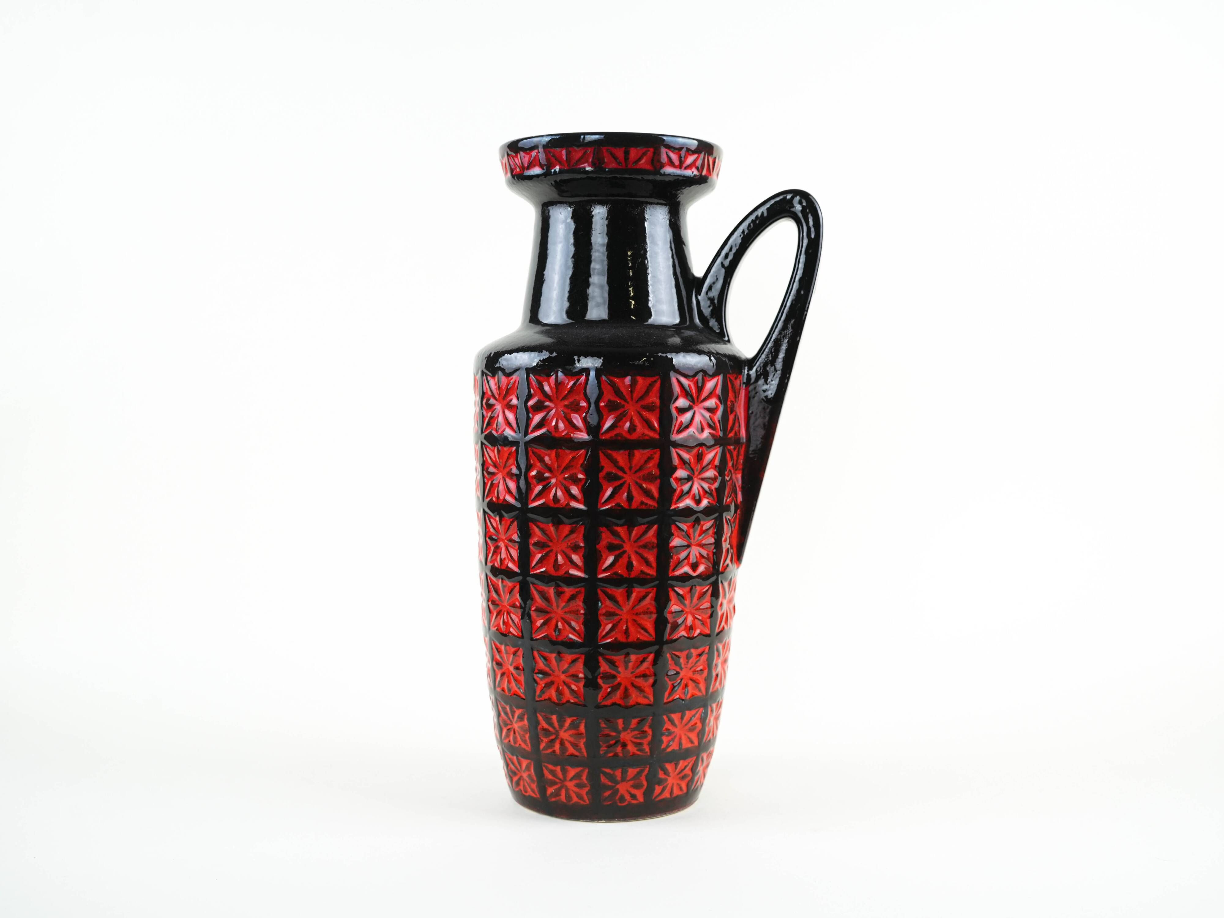 Fat Lava ceramic vase with relief texture, West German pottery, 1970s
