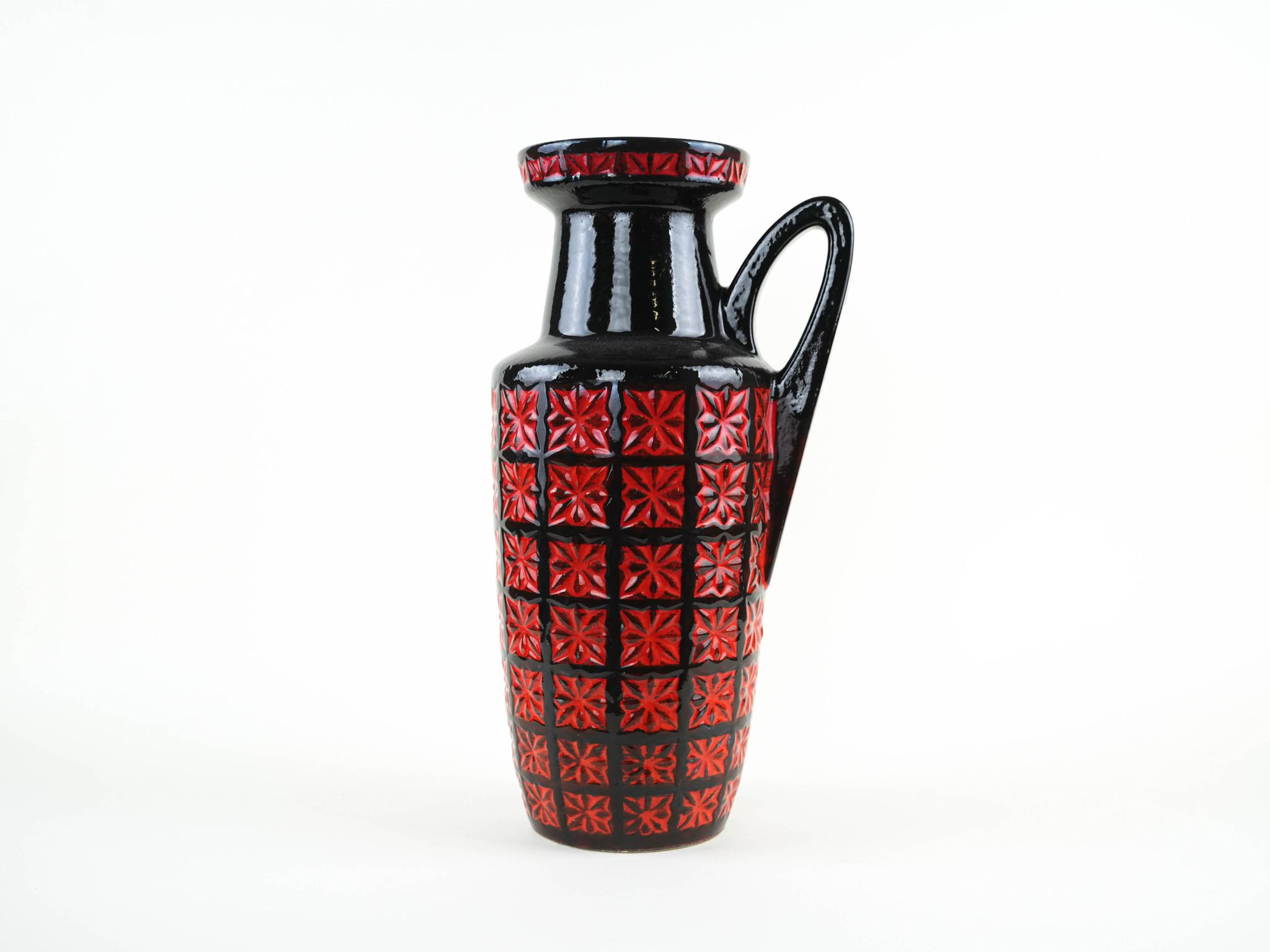 Vase en céramique Fat Lava avec texture en relief, poterie ouest-allemande, années 1970.