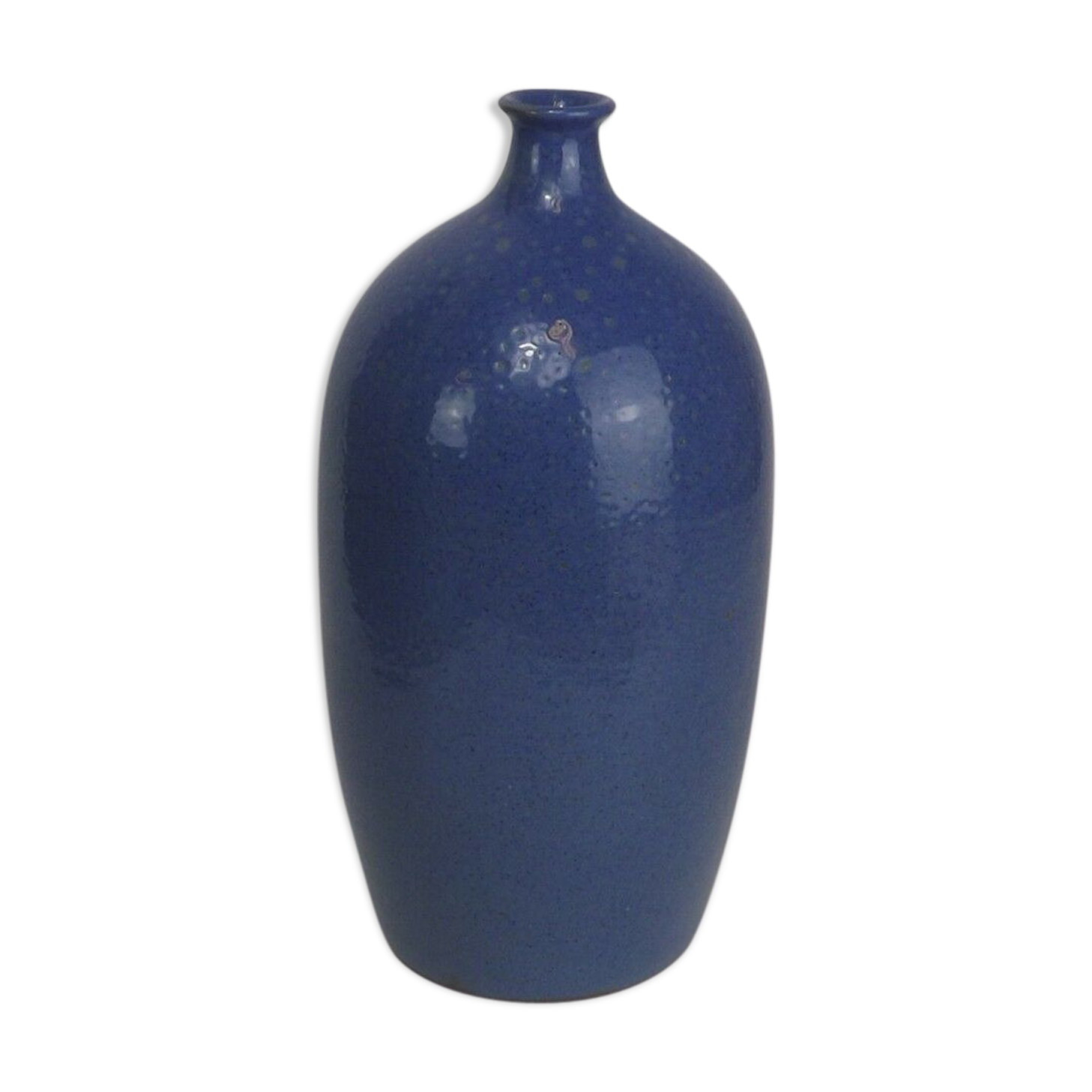 Signed enamelled terracotta bottle vase
