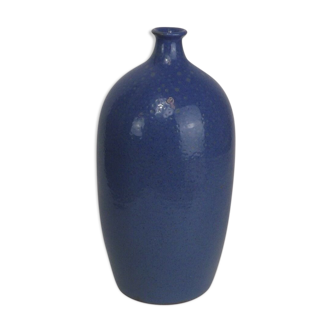 Signed enamelled terracotta bottle vase