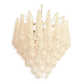 Mid-Century Modern Italian “Conchiglie” Murano Glass Gold Chandelier