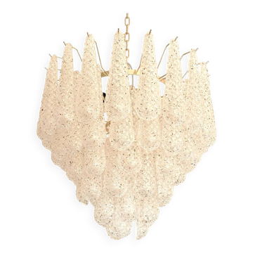 Mid-Century Modern Italian “Conchiglie” Murano Glass Gold Chandelier