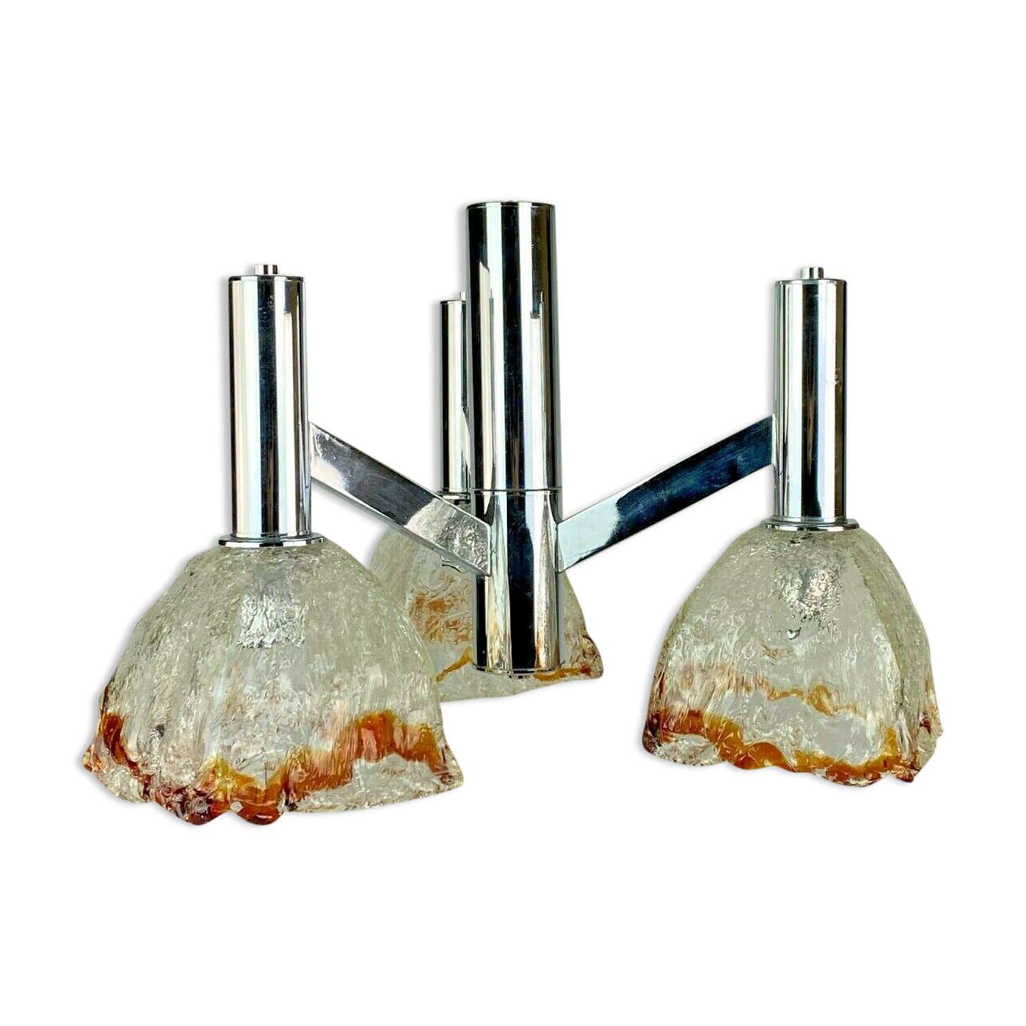 60s 70s Lamp Chrome Chandelier Chandelier Mazzega Murano Glass Design