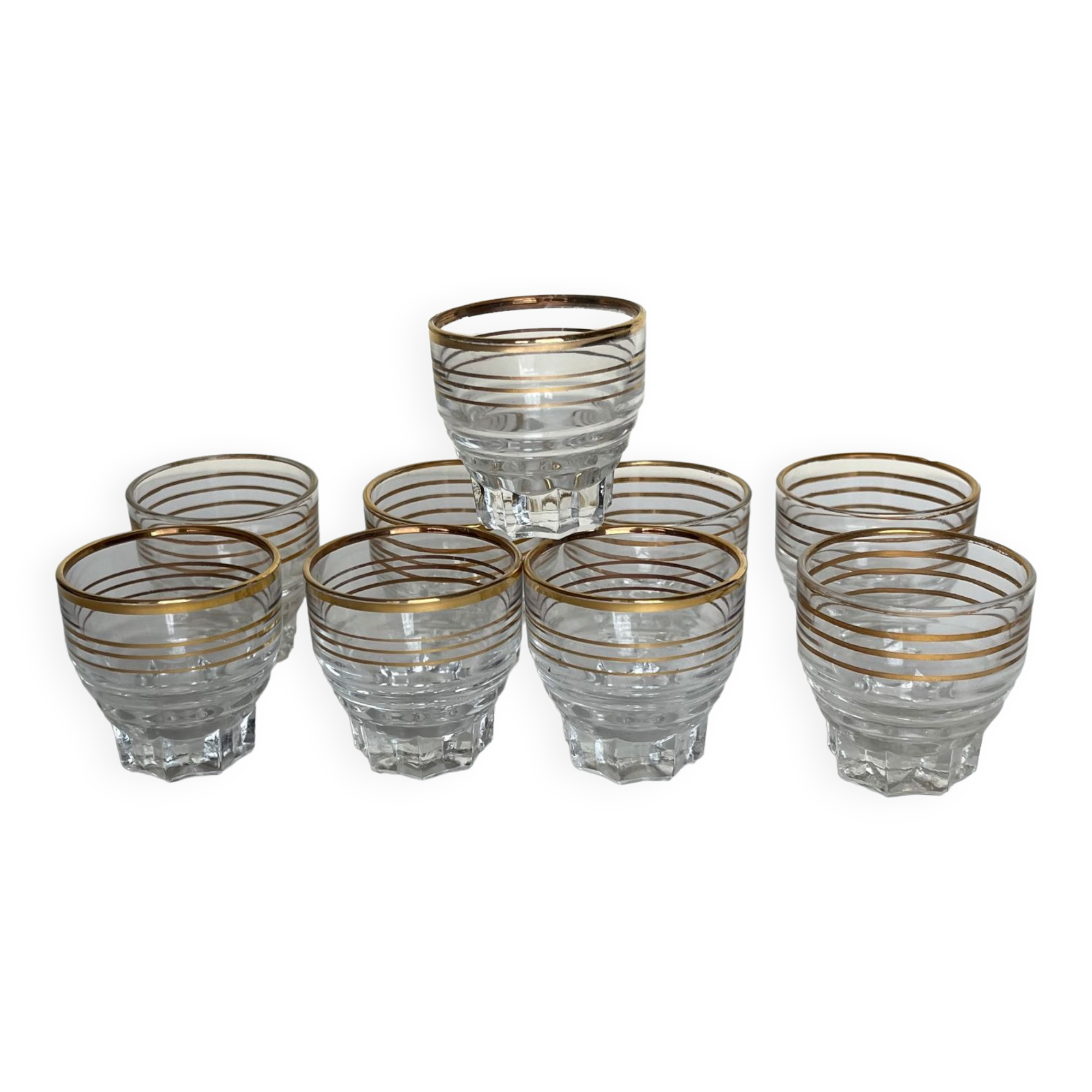 9 vintage shot glasses