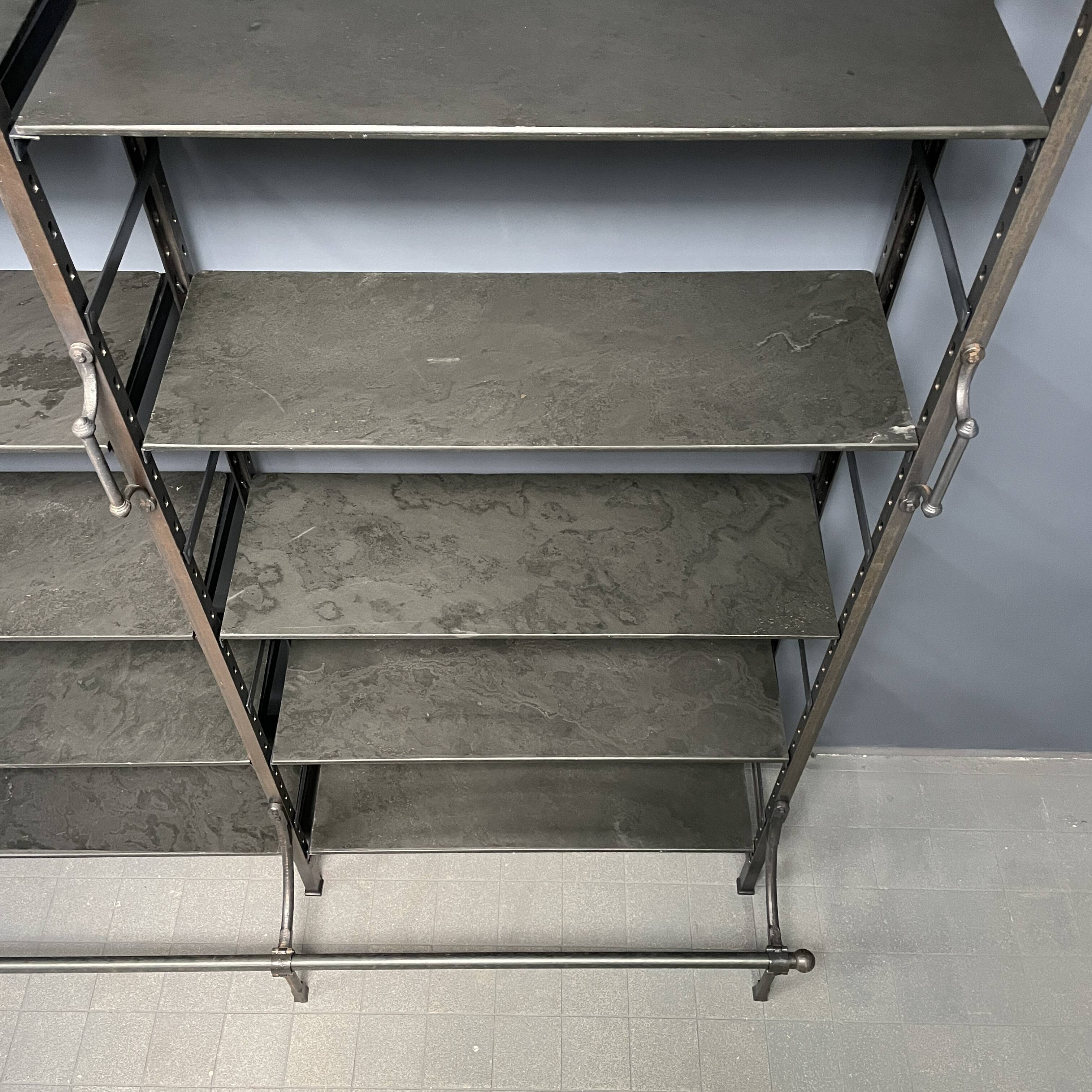 Industrial Iron Library Wall Shelving Cabinet