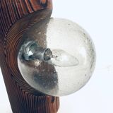 Brutalist wooden table or wall lamp attributed to Temde Leuchten, Switzerland, 1960s.