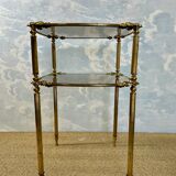Two-tier side table with smoked glass top, Hollywood Regency