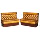 Pair of Victorian Chesterfield pub benches in leather.
