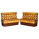 Pair of Victorian Chesterfield pub benches in leather.