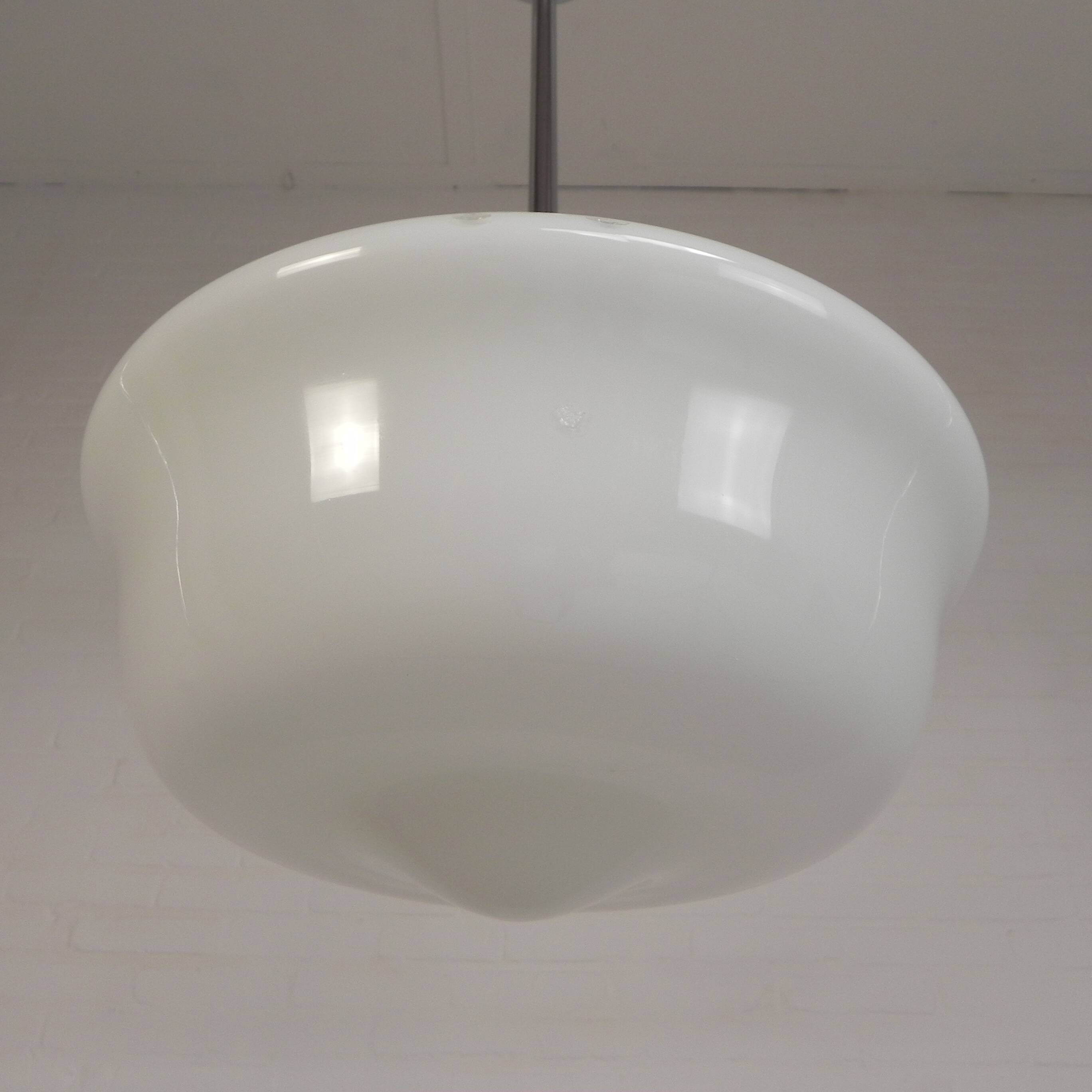 Art Deco pendant light with white glass shade, 1930s