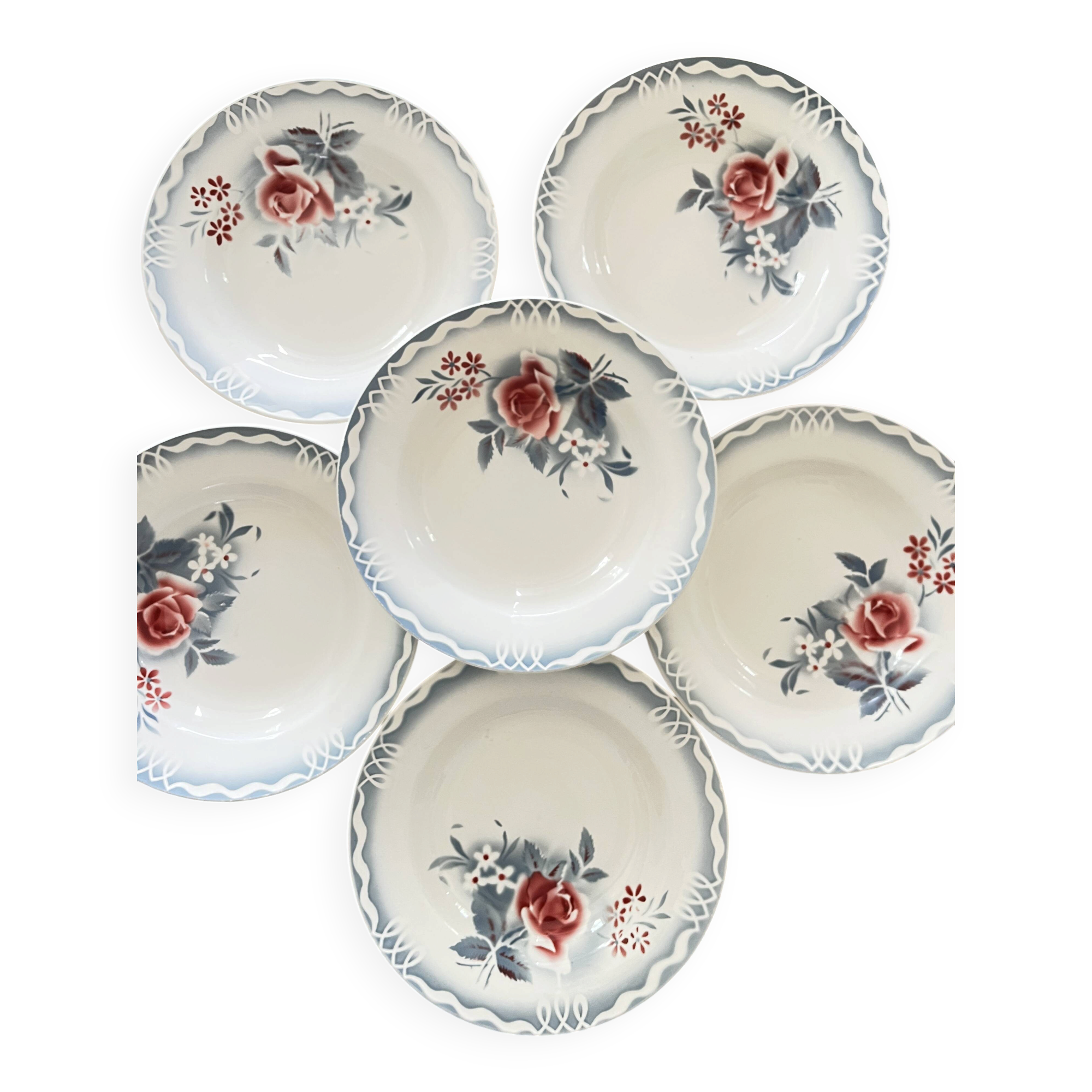 6 vintage deep plates