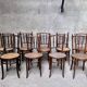 Series of 7 old bar cane cane bistro chairs