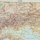 Old lithograph 1898, Alps, map, mountain • Engraving, Original plate