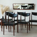 Series of 6 chairs in skai and teak