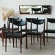 Series of 6 chairs in skai and teak