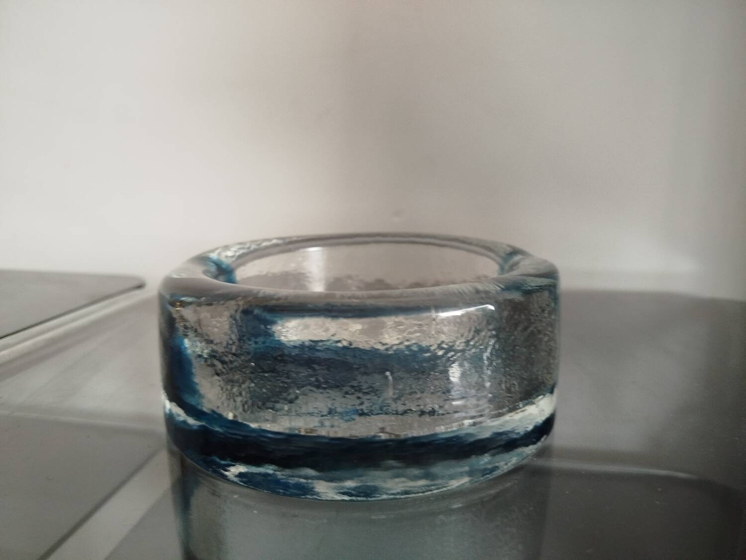Blue bubble glass ashtray/pocket tray – from Sweden