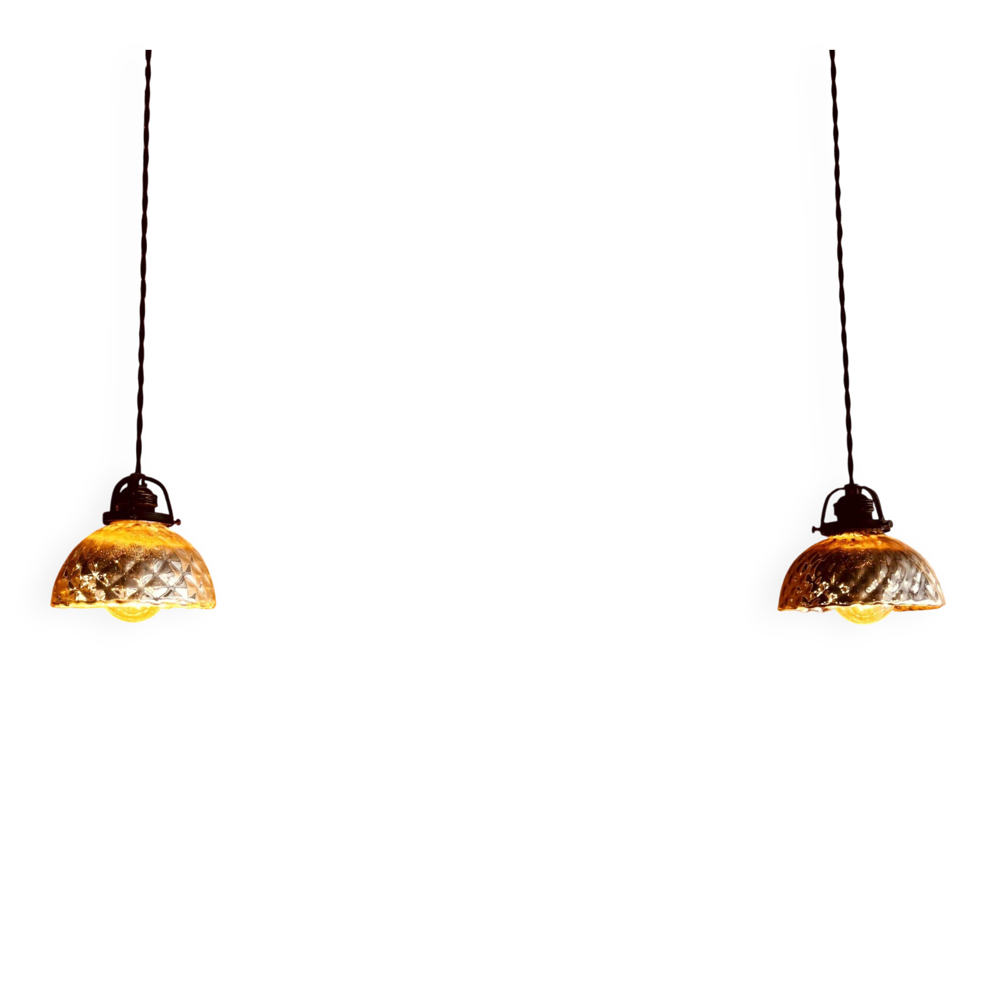 Pair of double-sided mercury glass pendants