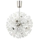 Blown glass lustre Dandelion Sputnik nickel-plated by Emil Stejnar, Rupert Nikoll