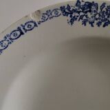 3 assiettes creuses à frise bleu & éventails St Amand