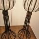 Pair of vintage/retro glass and metal vases
