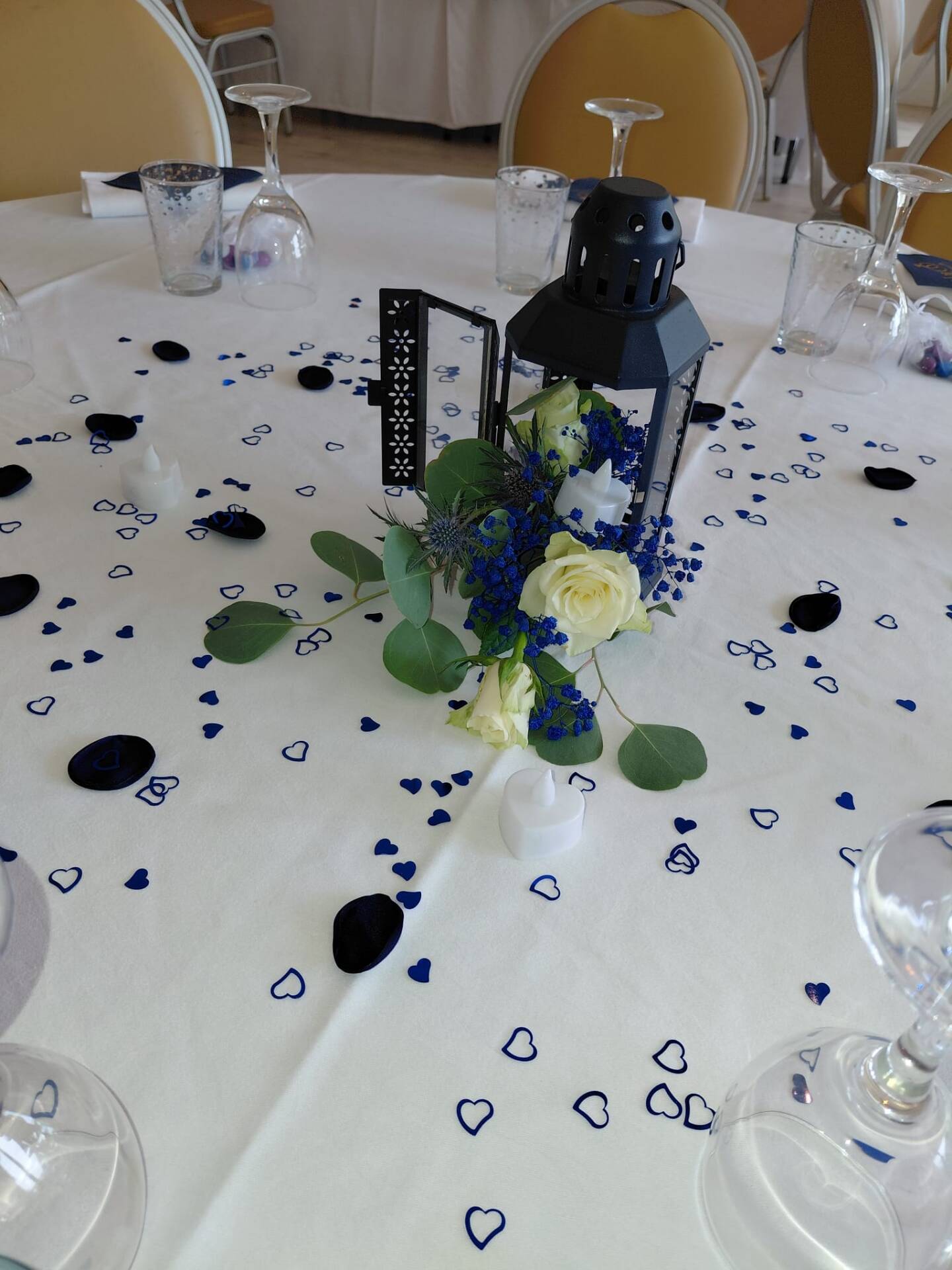 Navy blue metal candle lantern