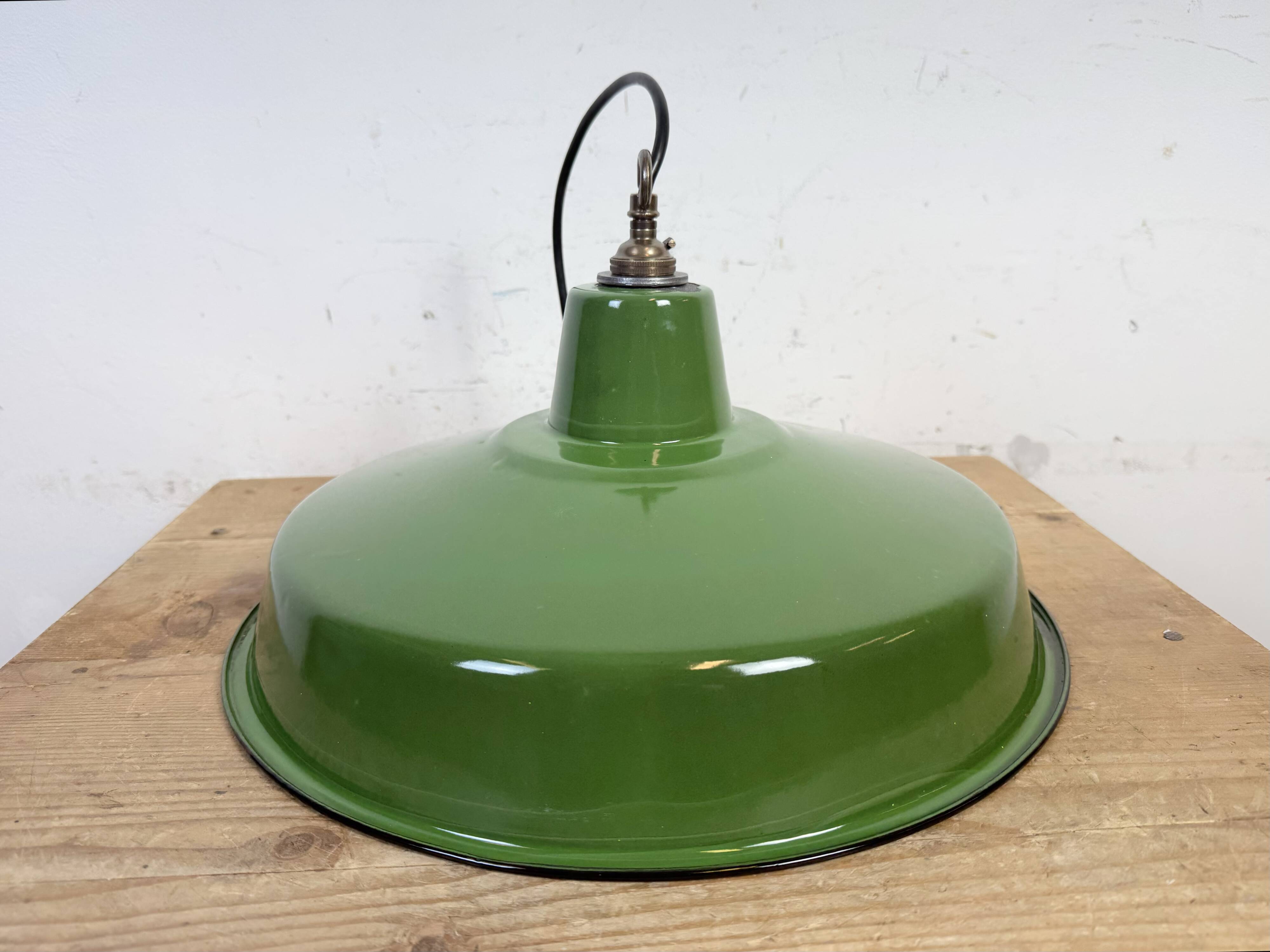 Industrial Green Enamel Factory Pendant Lamp, 1960s
