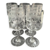 7 verres à vin ½ cristal guilloché – Art nouveau