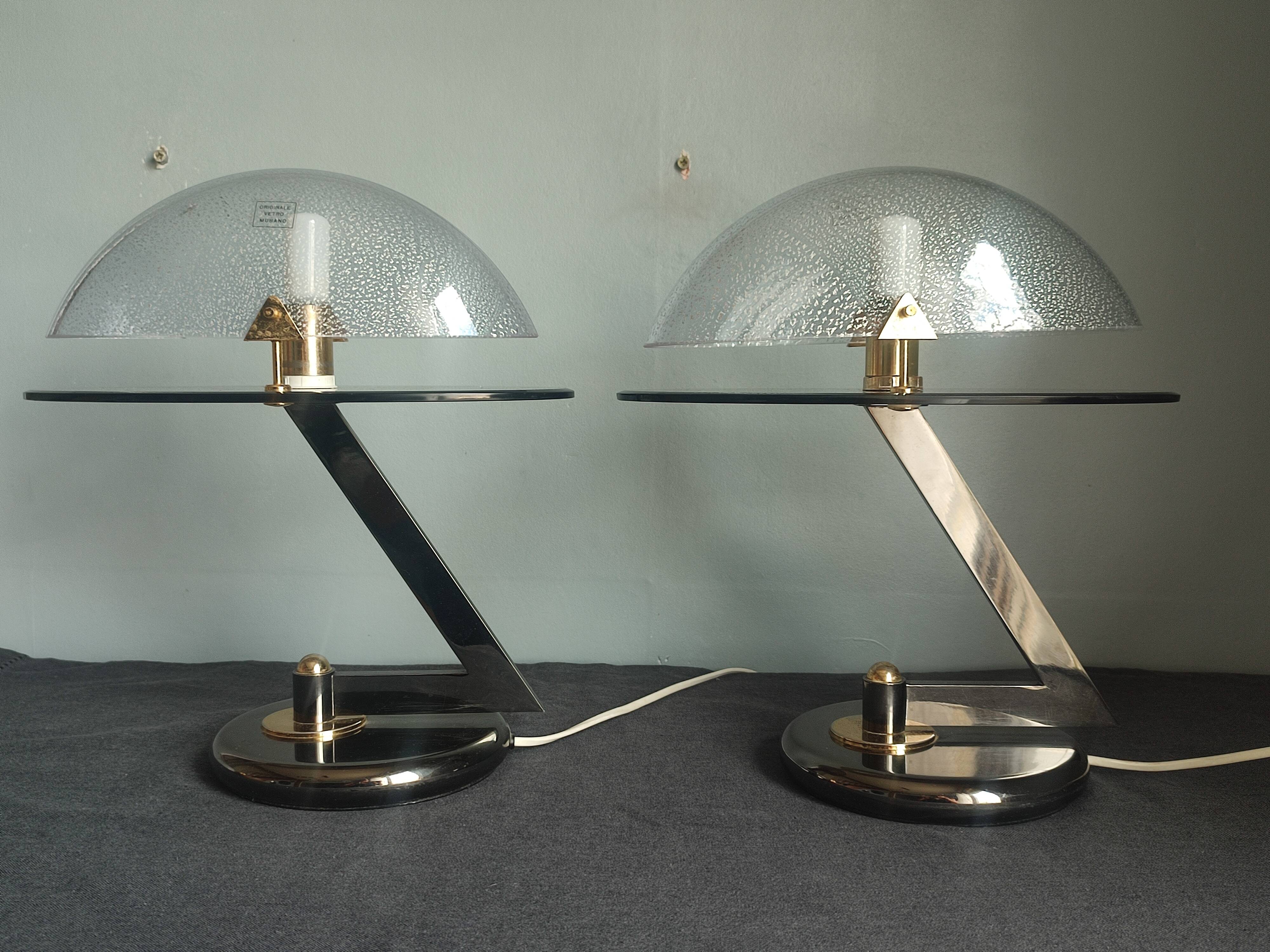 Lampes de table en verre Murano vintage