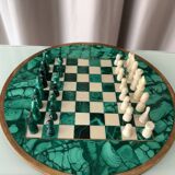 Malachite and ebony chess set